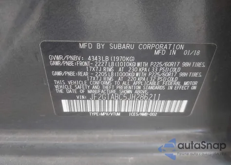 2018 Subaru Crosstrek 2.0I Premium из США, поврежденный, VIN JF2GTABC5JH286211